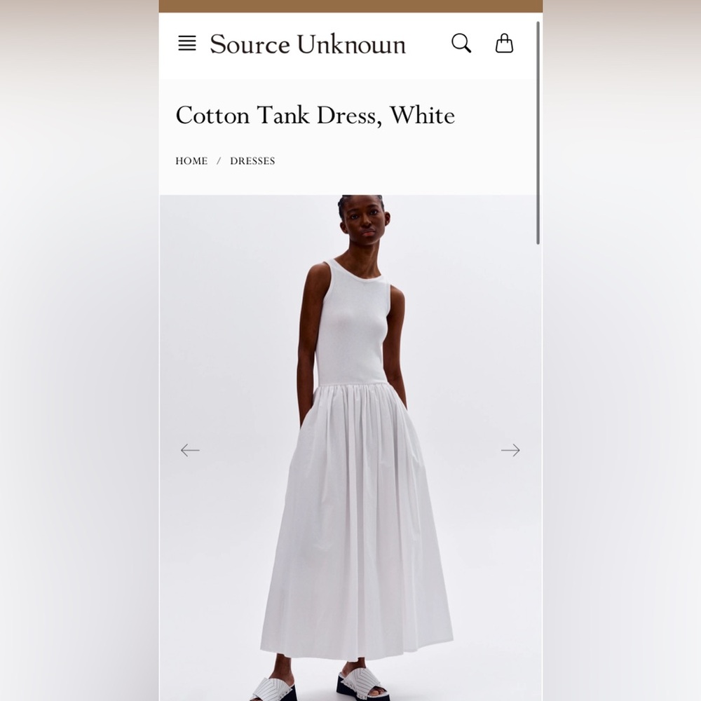 BRAND NEW SOURCE UNKNOWN | Cotton Tank Dress, White, One Size